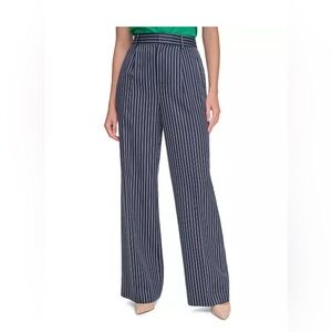 Tommy Hilfiger Size 4 Women's Striped High-Rise Wide-Leg Suit Pants